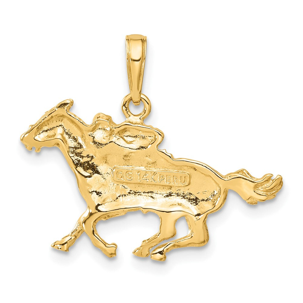 Image of 14k Yellow Gold Race Horse and Jockey Pendant