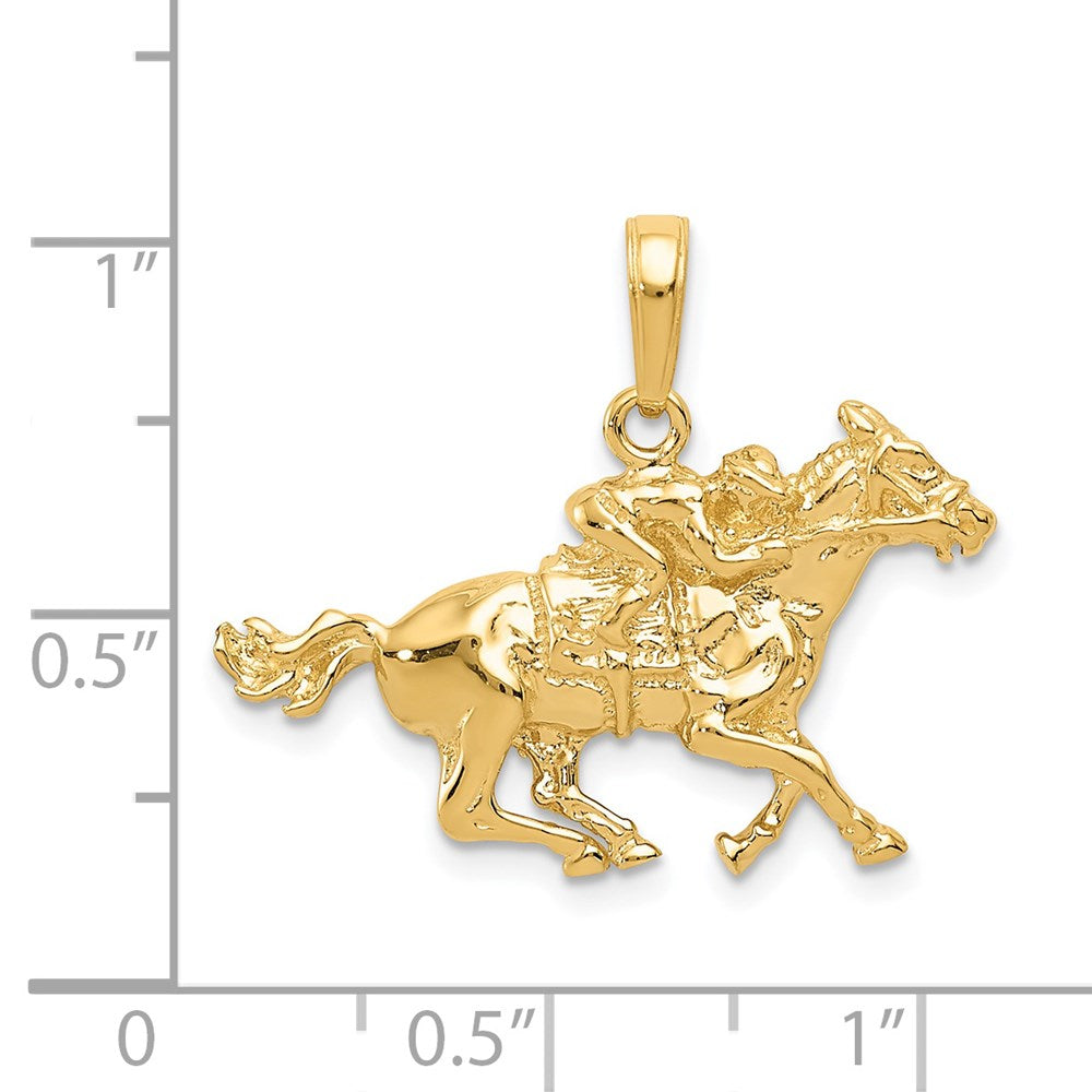 Image of 14k Yellow Gold Race Horse and Jockey Pendant