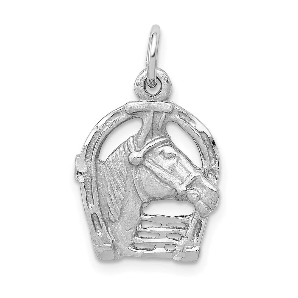 Image of 14k Yellow or White Gold Horse Head & Horseshoe Charm or Pendant, 13mm