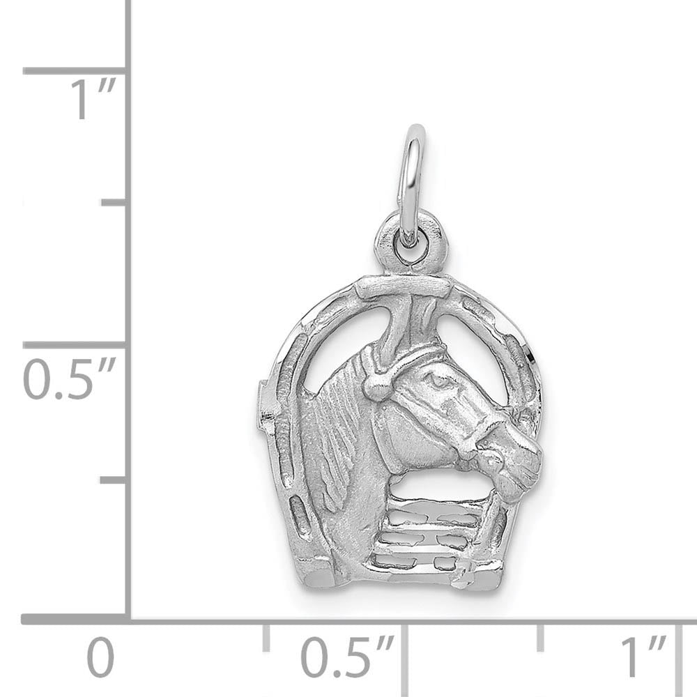 Image of 14k Yellow or White Gold Horse Head & Horseshoe Charm or Pendant, 13mm