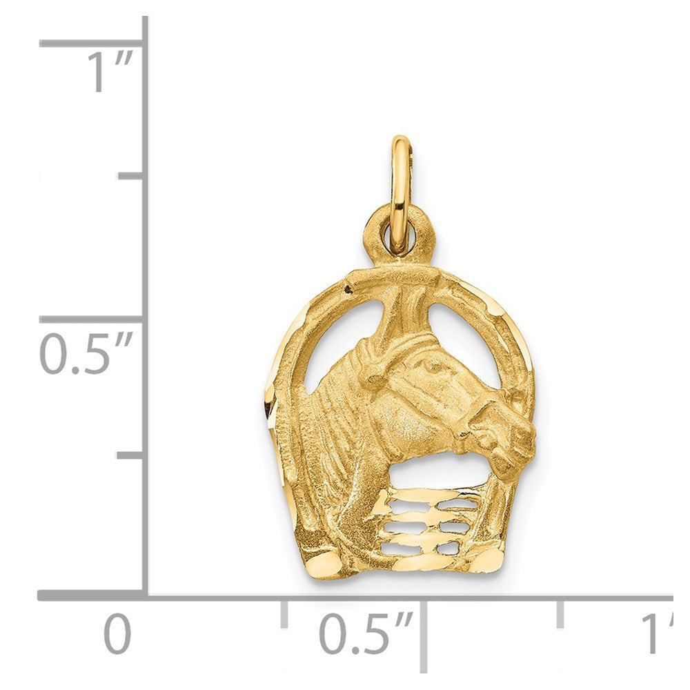 Image of 14k Yellow or White Gold Horse Head & Horseshoe Charm or Pendant, 13mm