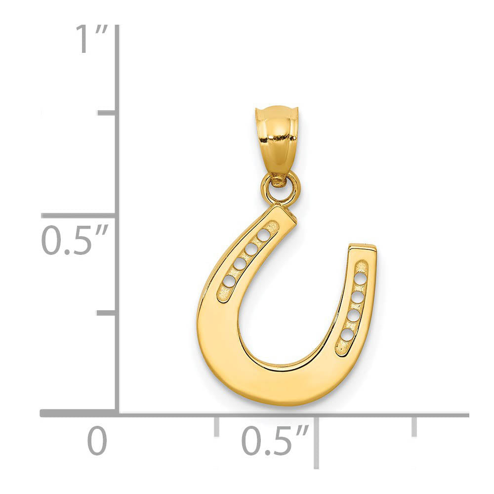 Image of 14k Yellow Gold Reversible Horseshoe Pendant, 13 x 20mm