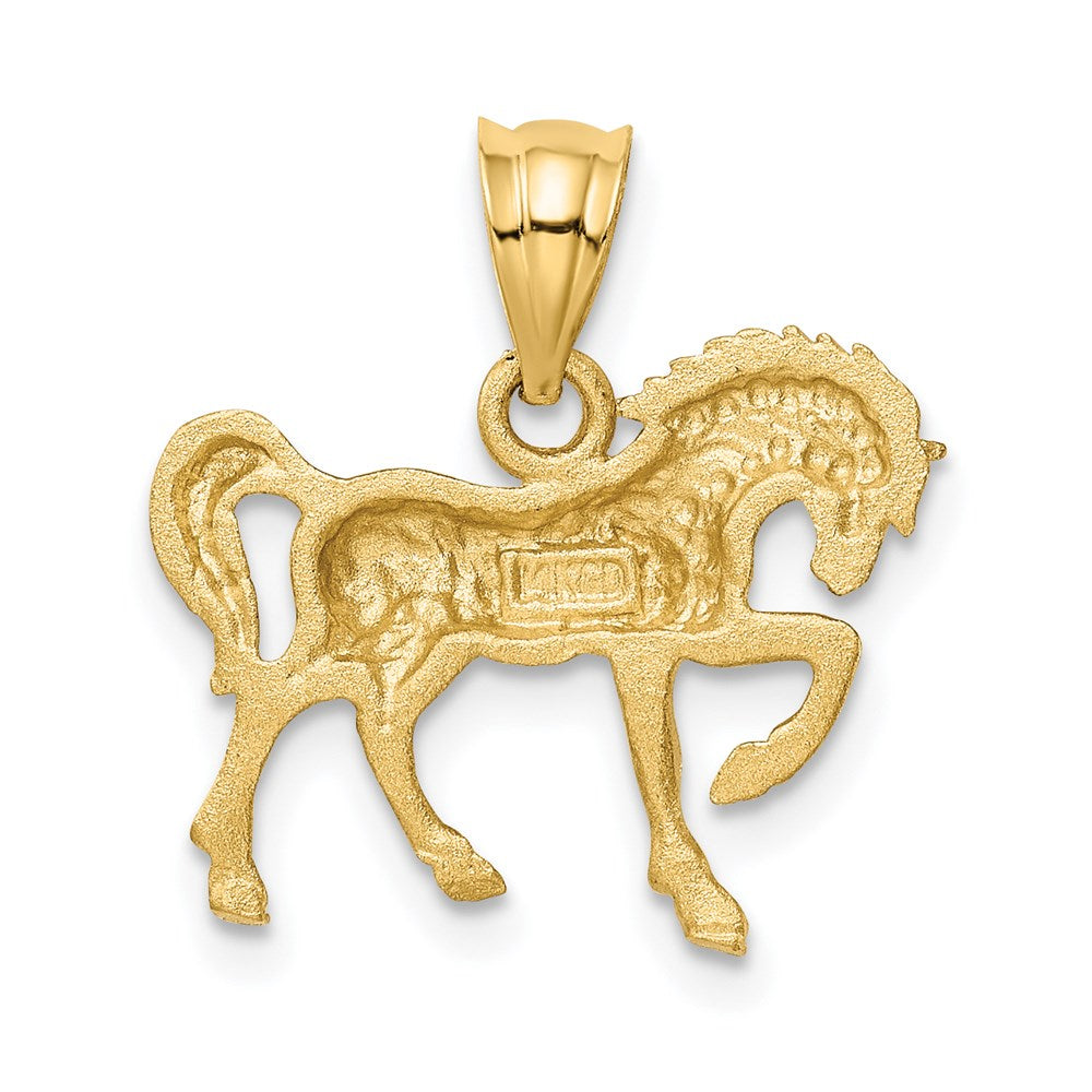 Image of 14k Yellow Gold Satin & Diamond-Cut Horse Pendant, 18mm (11/16 Inch)