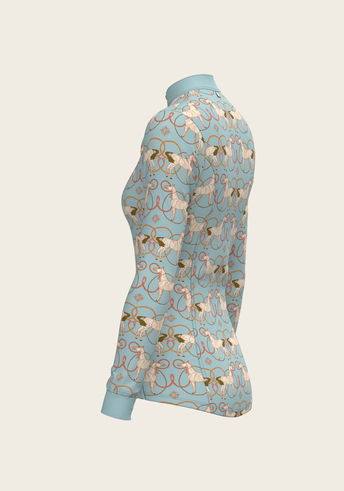 Roped Horses on Sky Blue Quarter Zip Sun Shirt