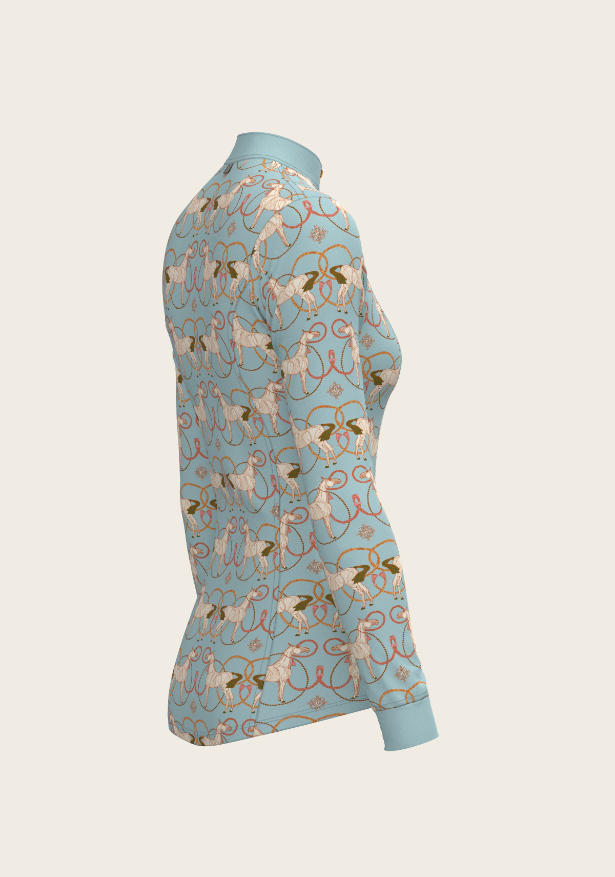 Roped Horses on Sky Blue Quarter Zip Sun Shirt