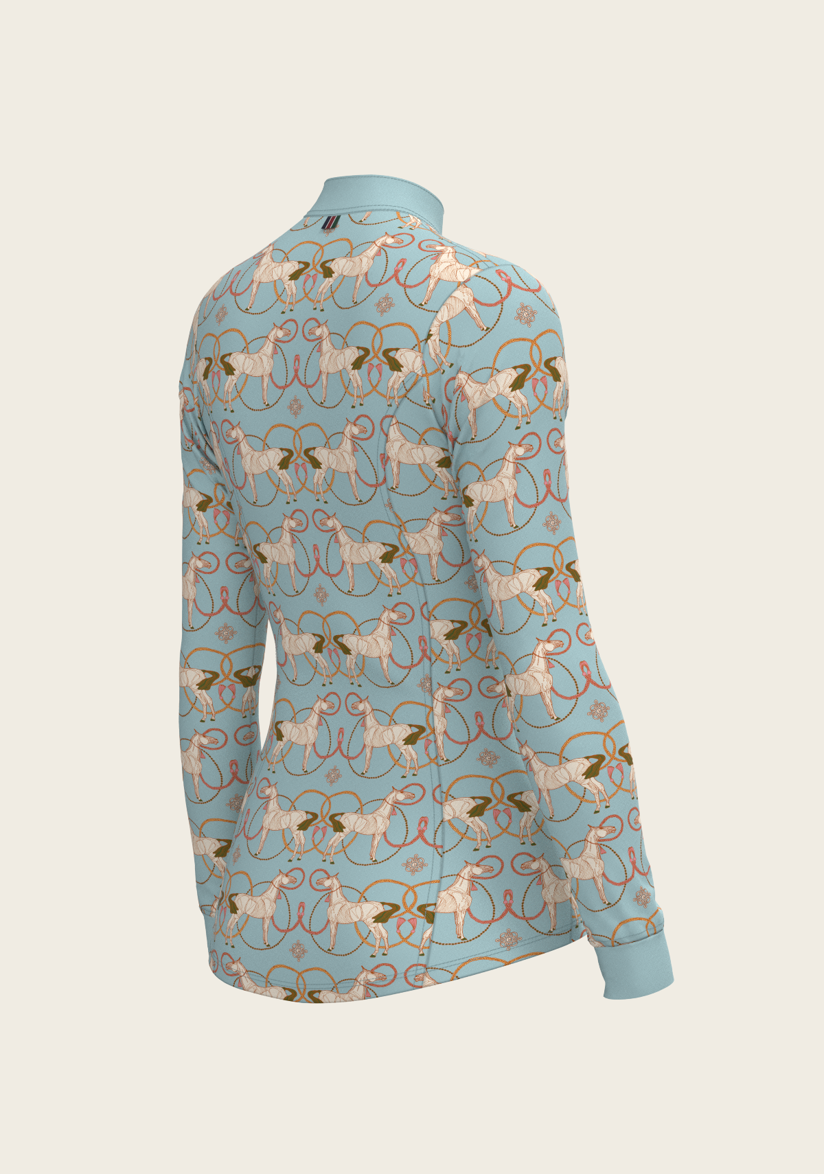 Roped Horses on Sky Blue Quarter Zip Sun Shirt