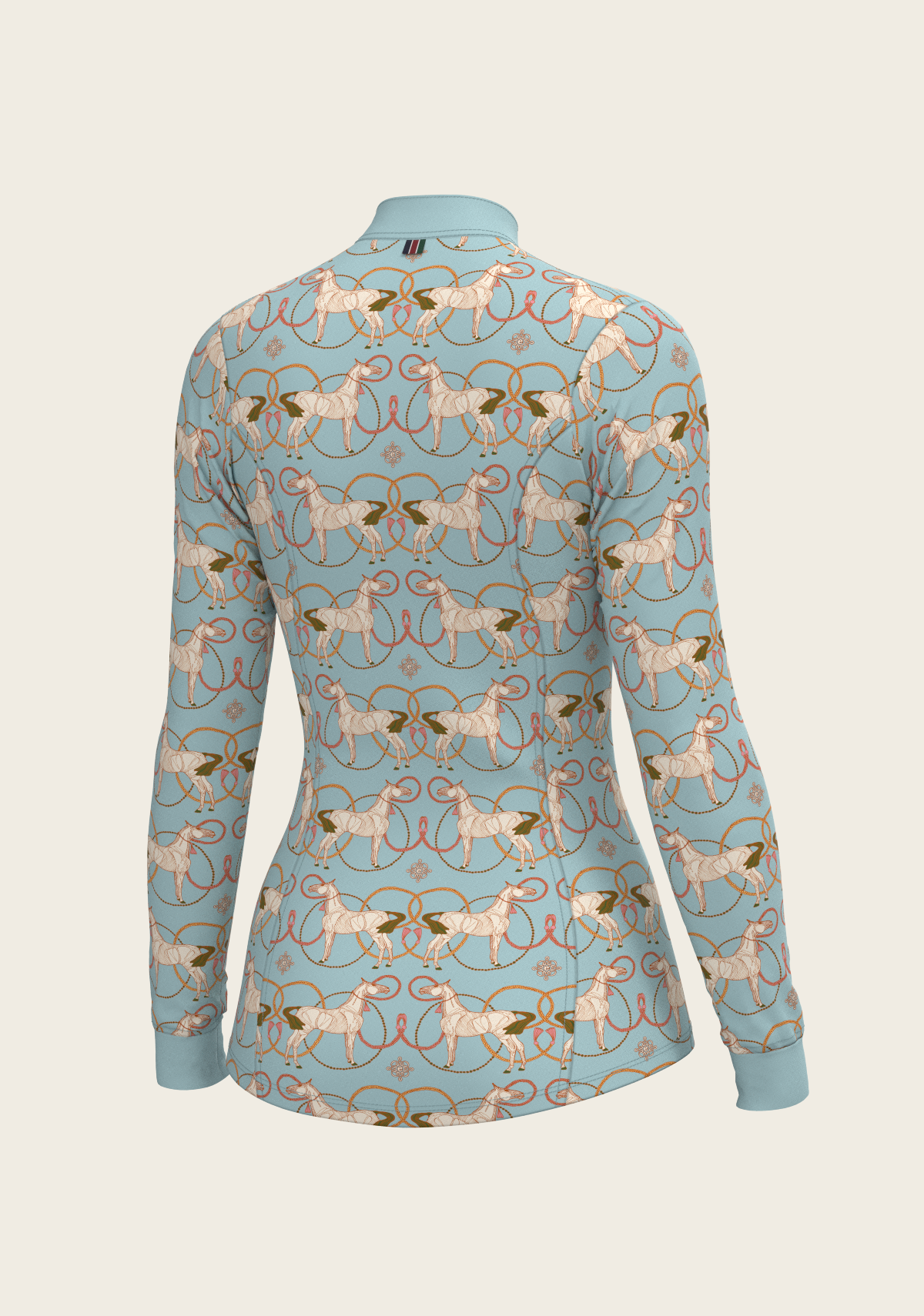 Roped Horses on Sky Blue Quarter Zip Sun Shirt