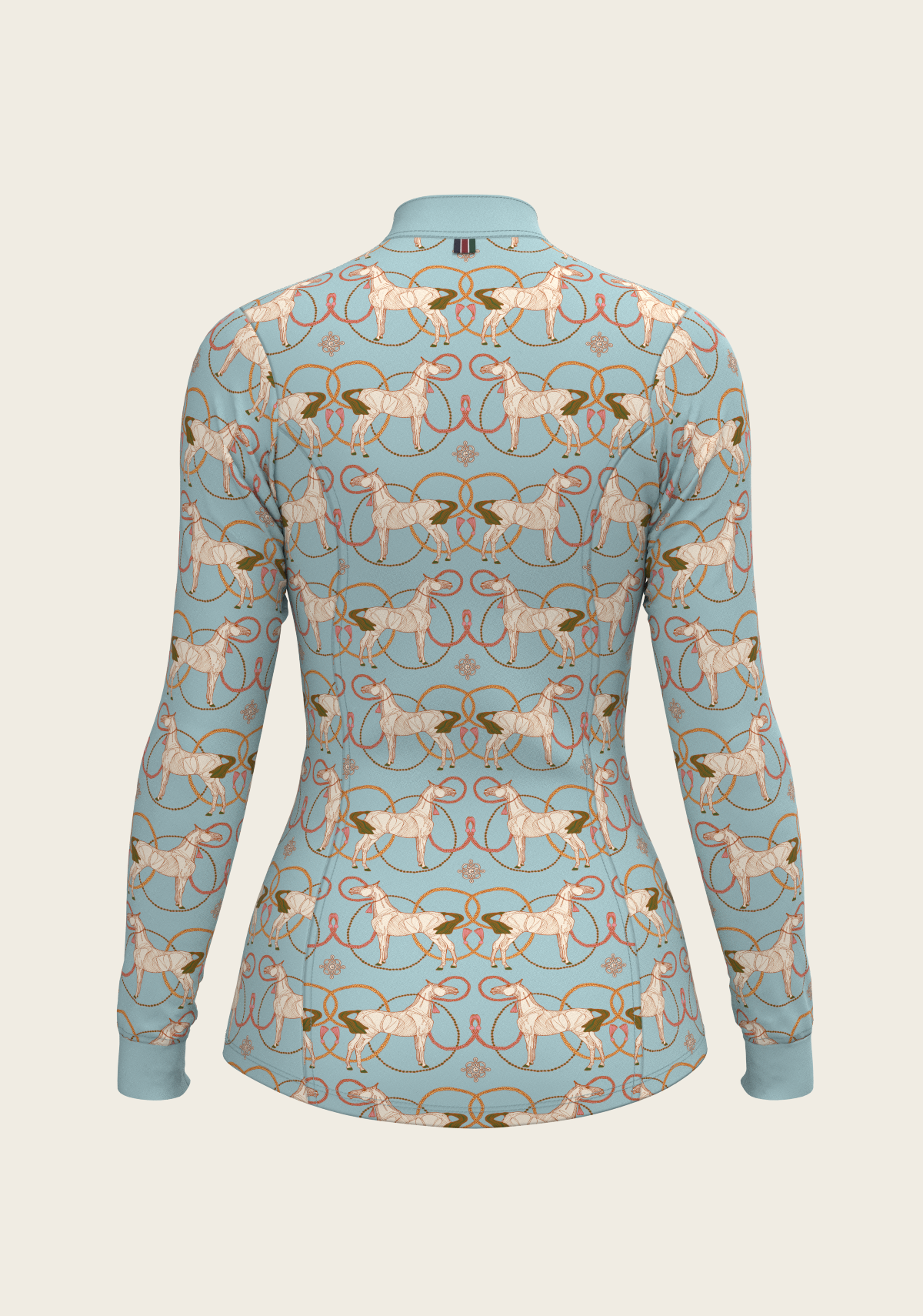 Image of Roped Horses on Sky Blue Quarter Zip Sun Shirt