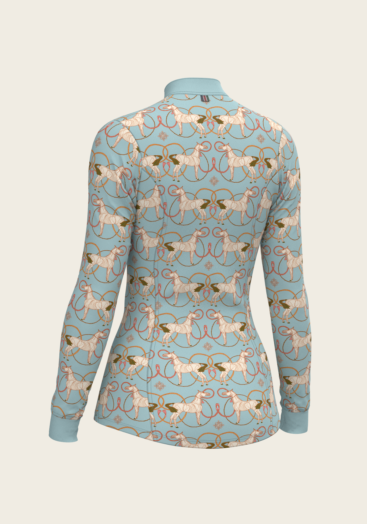 Image of Roped Horses on Sky Blue Quarter Zip Sun Shirt