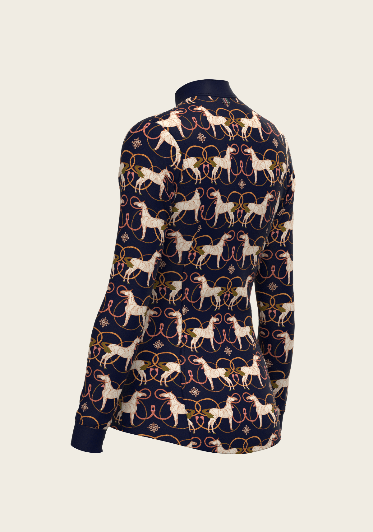 Roped Horses on Navy Quarter Zip Sun Shirt