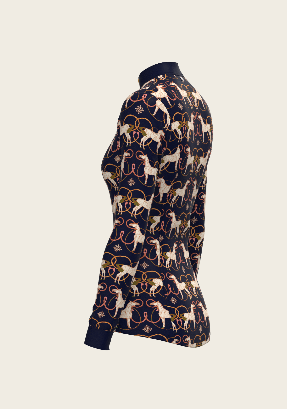 Image of Roped Horses on Navy Quarter Zip Sun Shirt