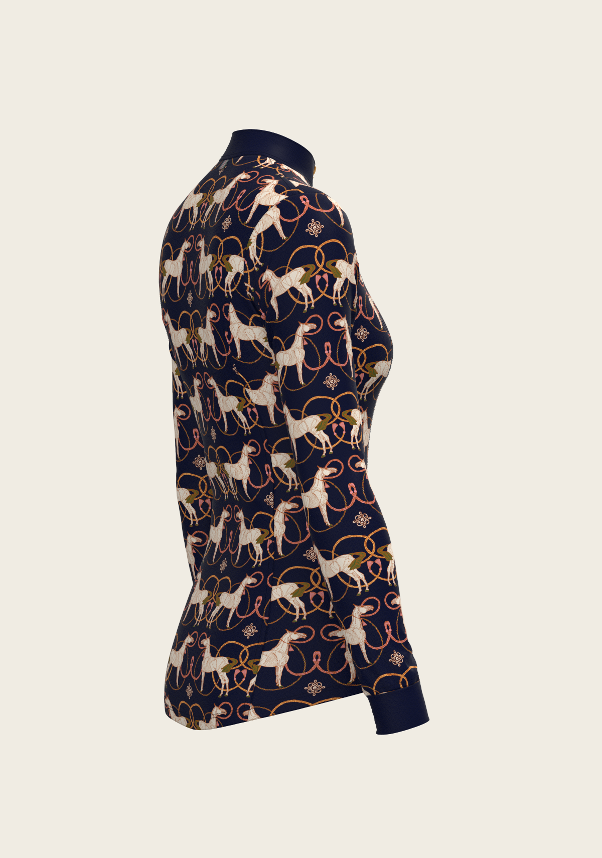 Image of Roped Horses on Navy Quarter Zip Sun Shirt