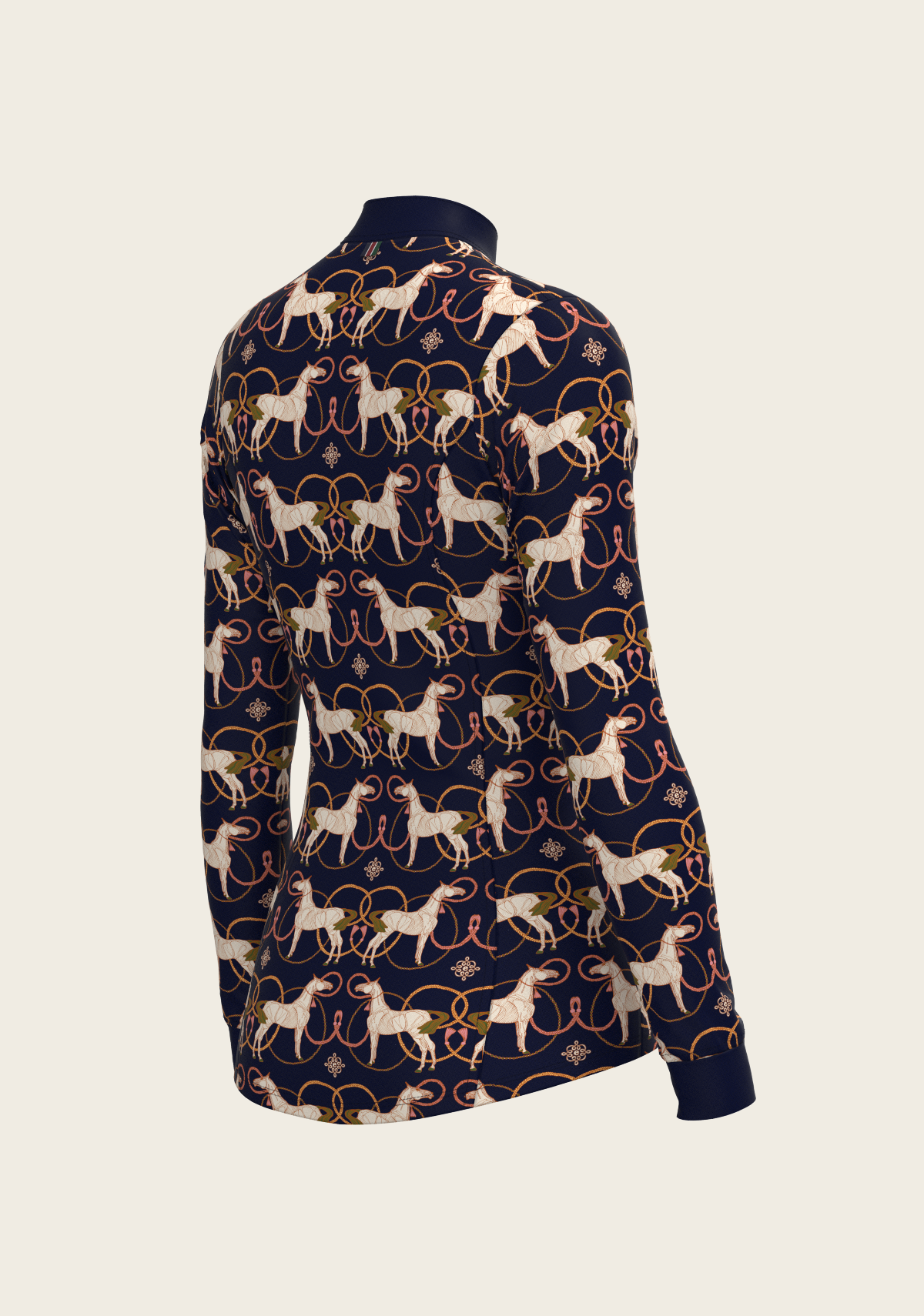 Image of Roped Horses on Navy Quarter Zip Sun Shirt