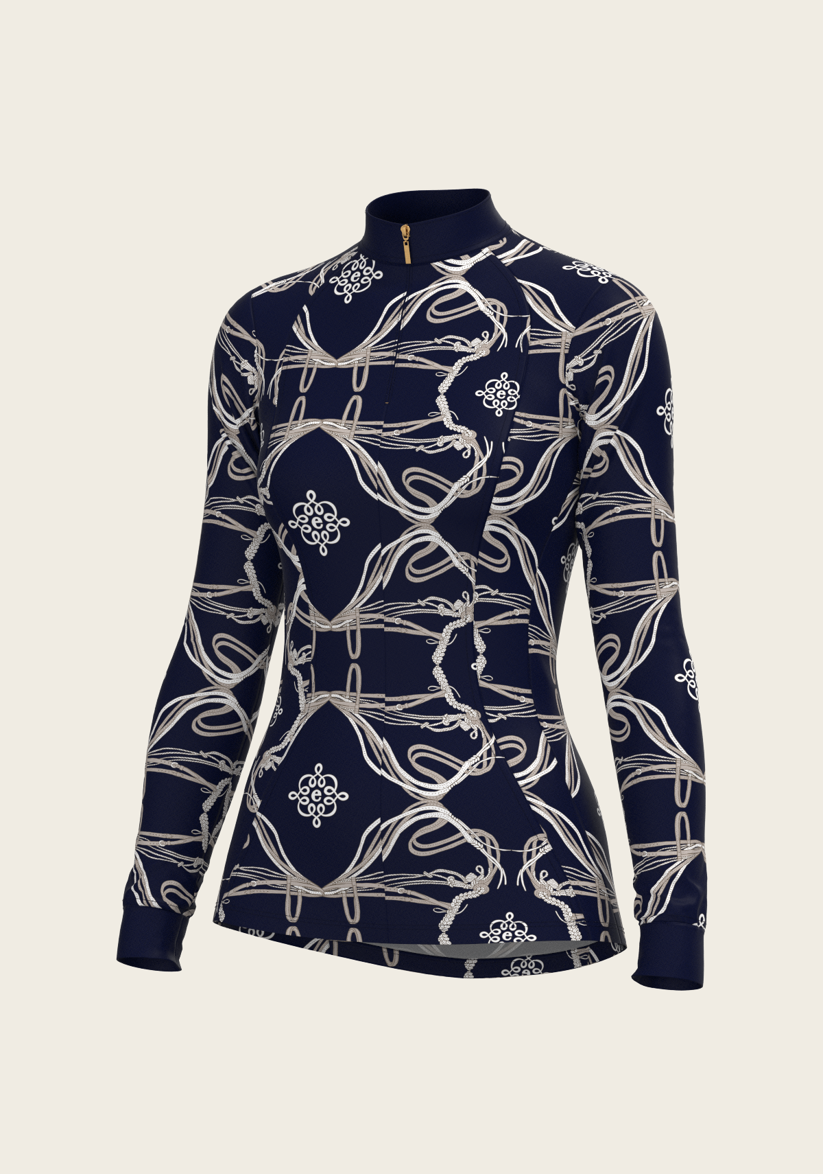 Image of Roped Bridles on Navy Quarter Zip Sun Shirt