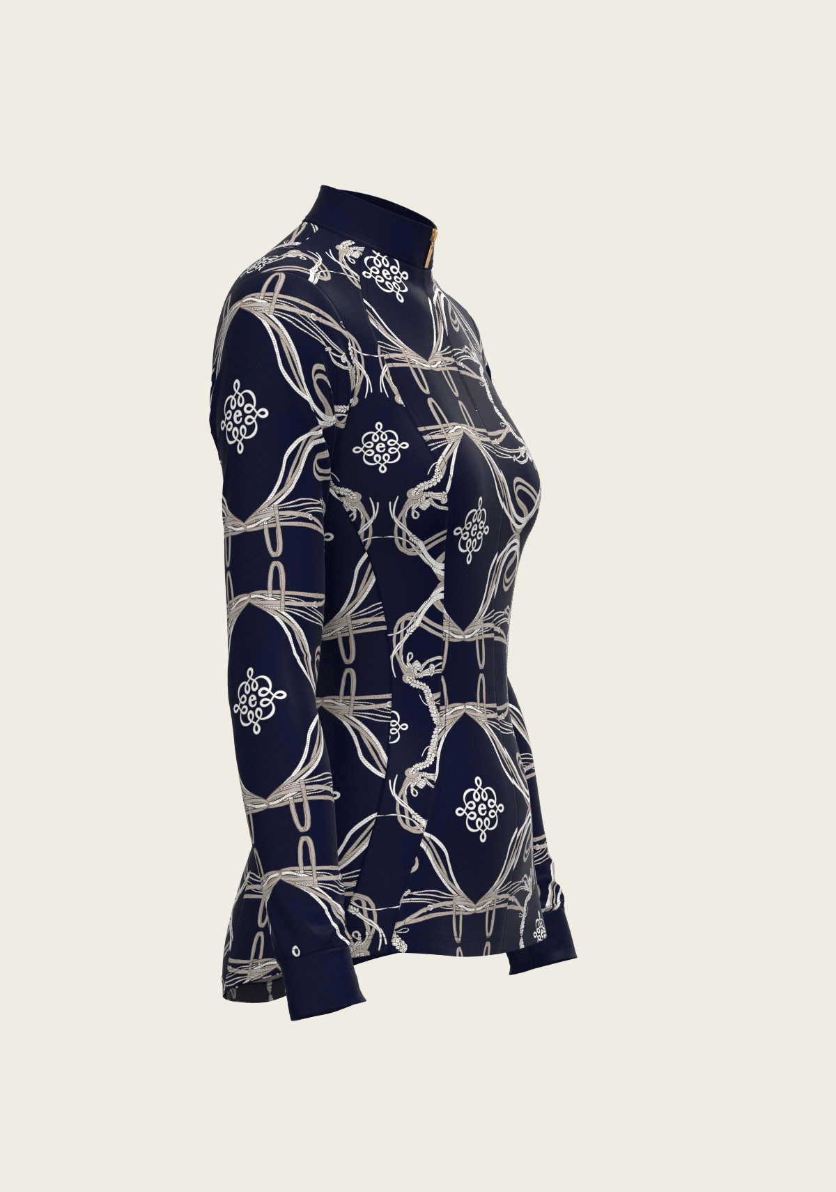 Image of Roped Bridles on Navy Quarter Zip Sun Shirt