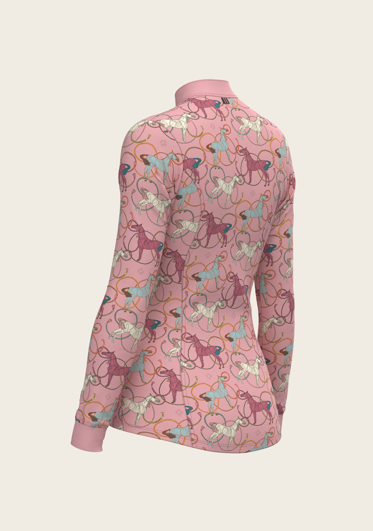 Roped Horses on Rose Quarter Zip Sun Shirt