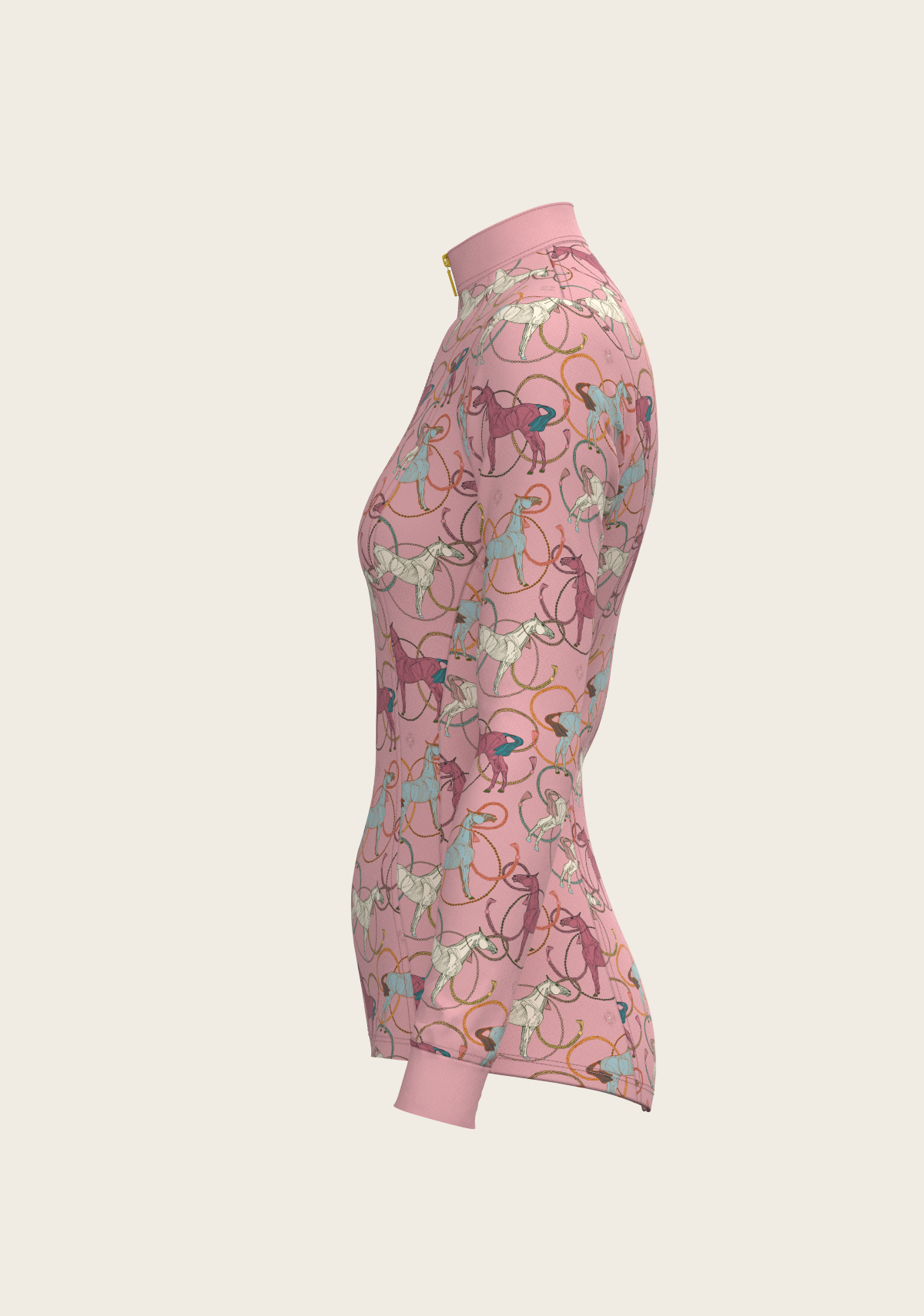 Roped Horses on Rose Quarter Zip Sun Shirt