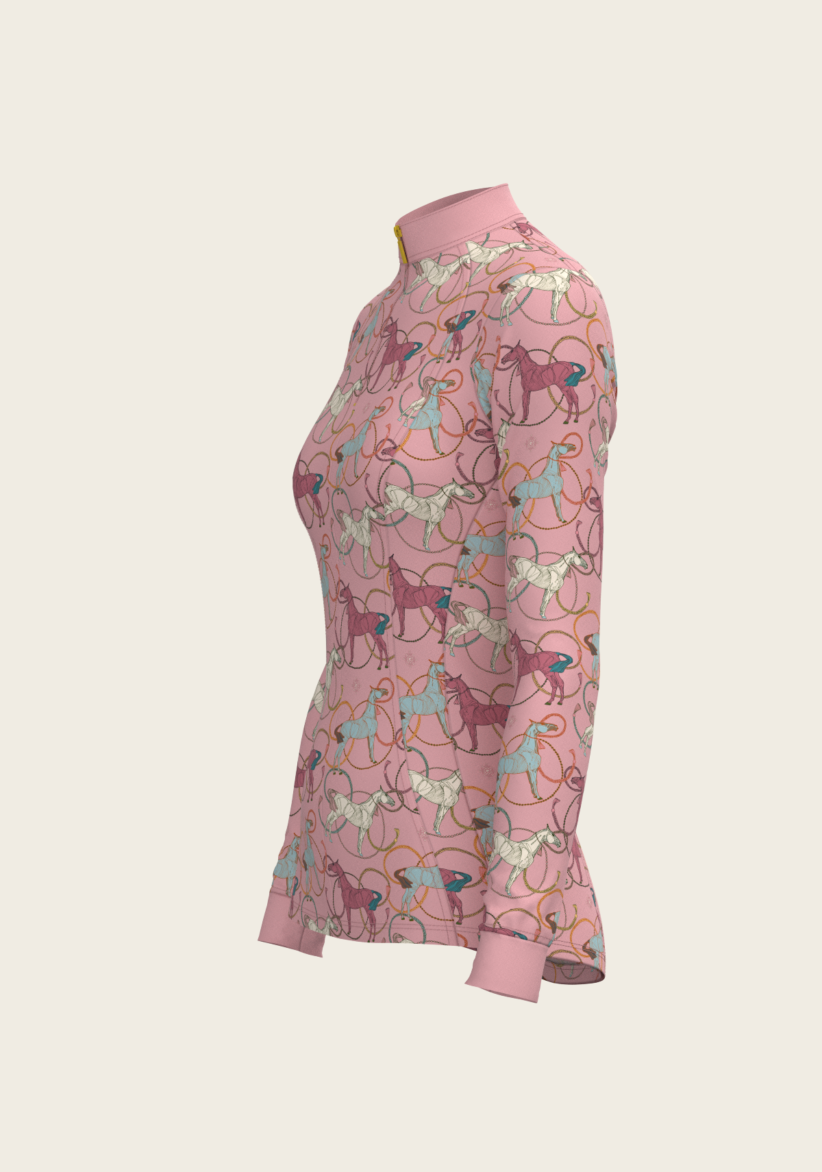 Image of Roped Horses on Rose Quarter Zip Sun Shirt