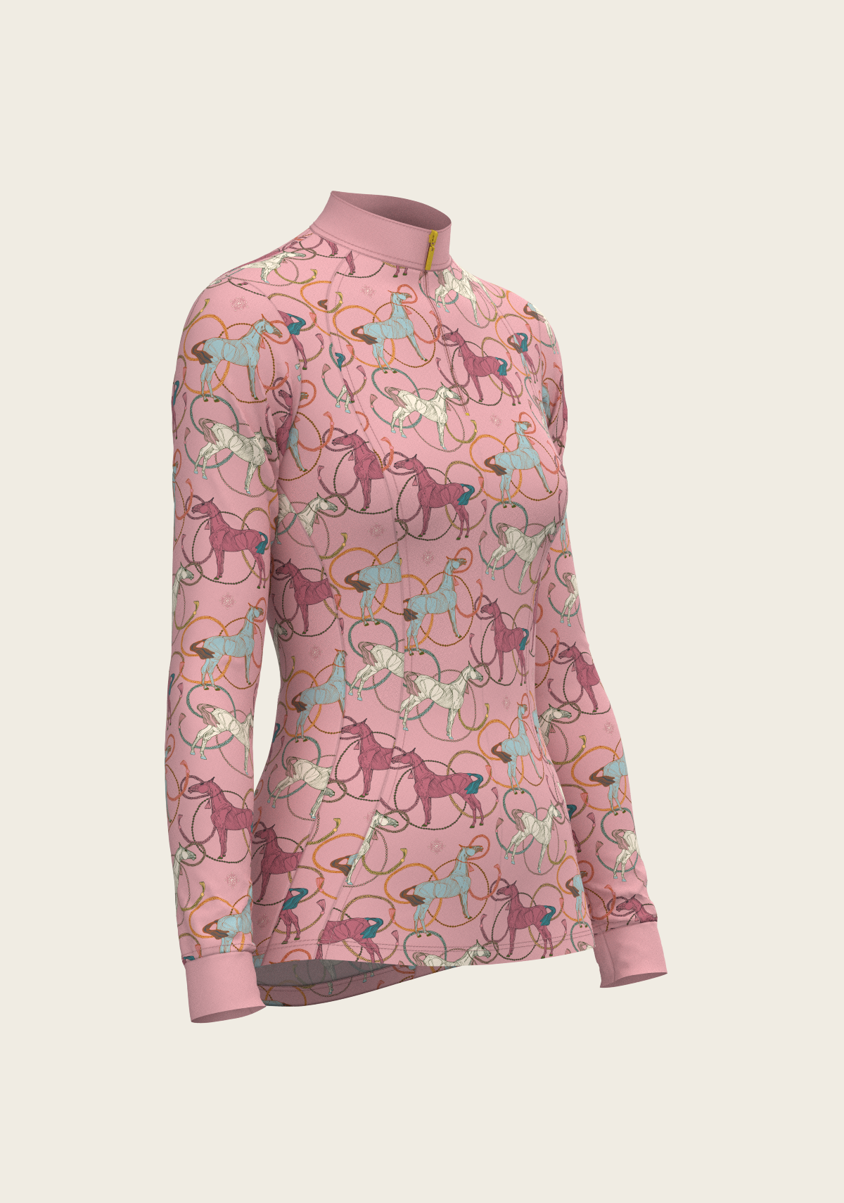 Image of Roped Horses on Rose Quarter Zip Sun Shirt