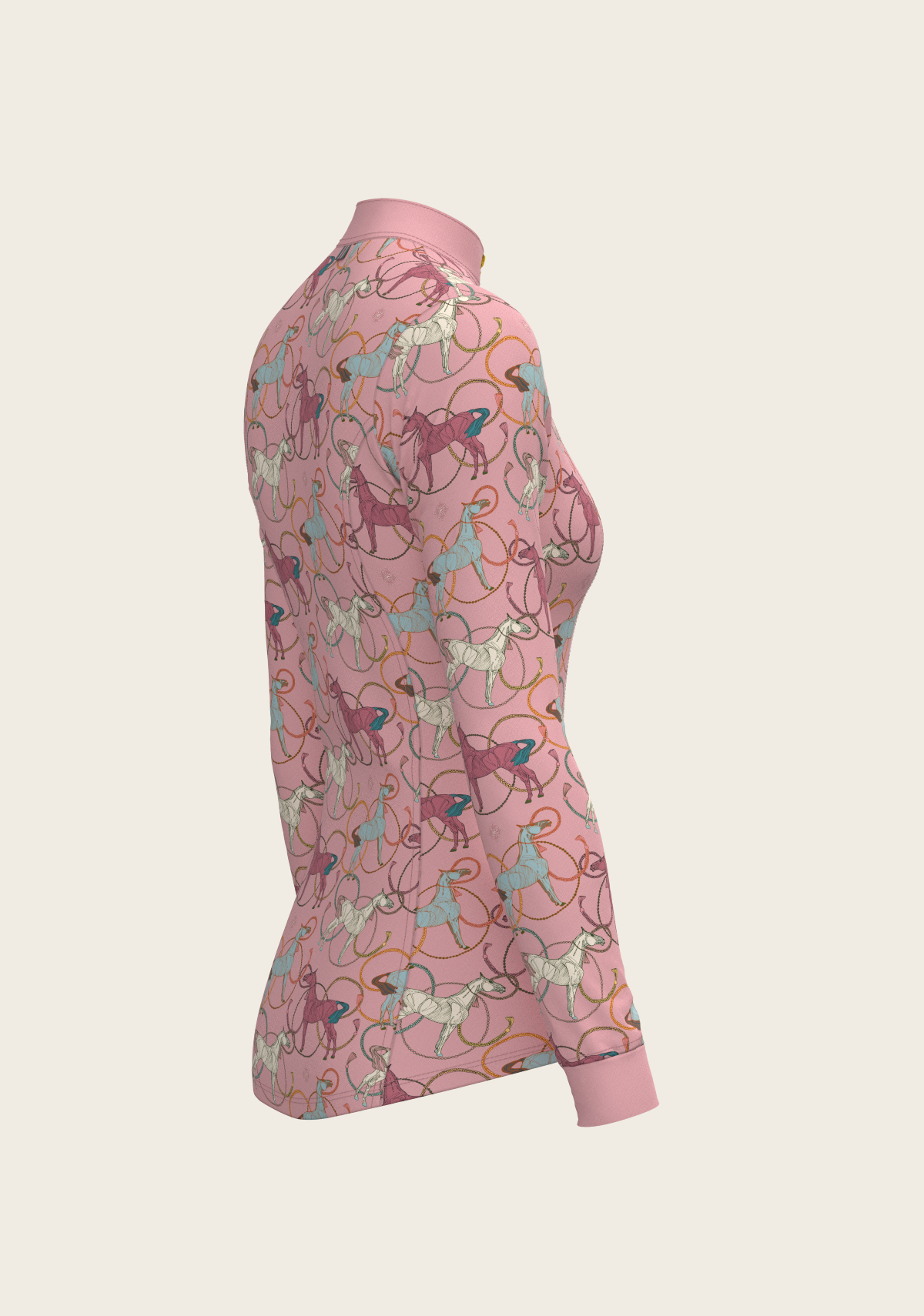 Image of Roped Horses on Rose Quarter Zip Sun Shirt