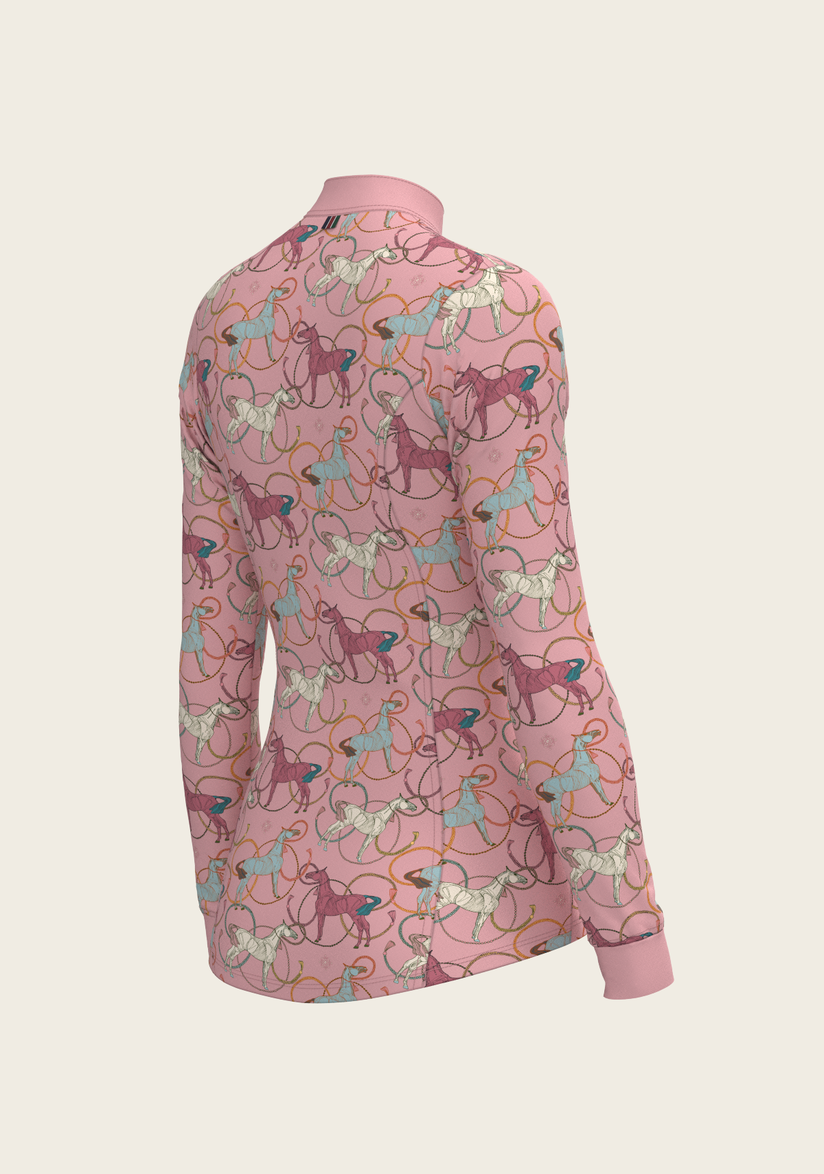 Image of Roped Horses on Rose Quarter Zip Sun Shirt