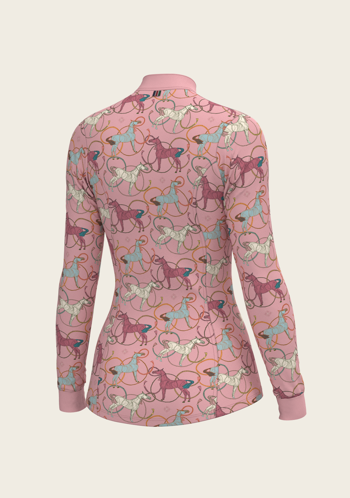 Roped Horses on Rose Quarter Zip Sun Shirt