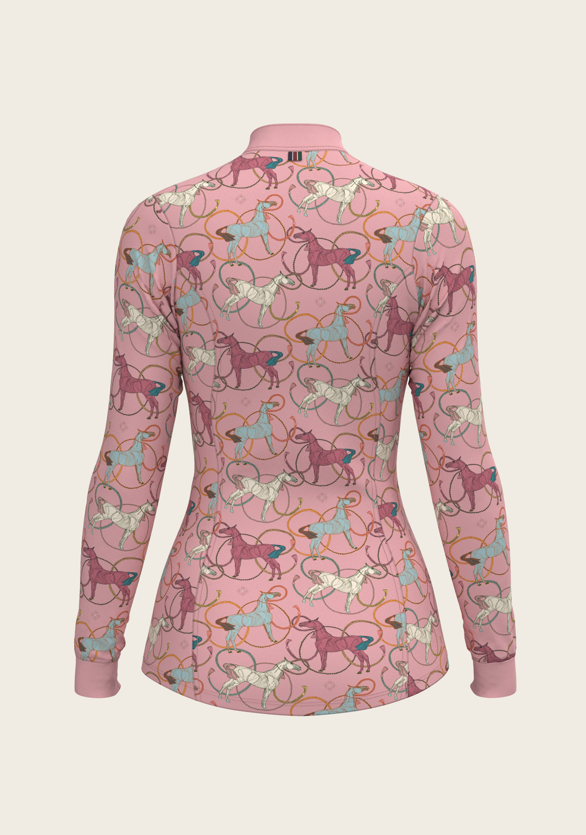 Roped Horses on Rose Quarter Zip Sun Shirt