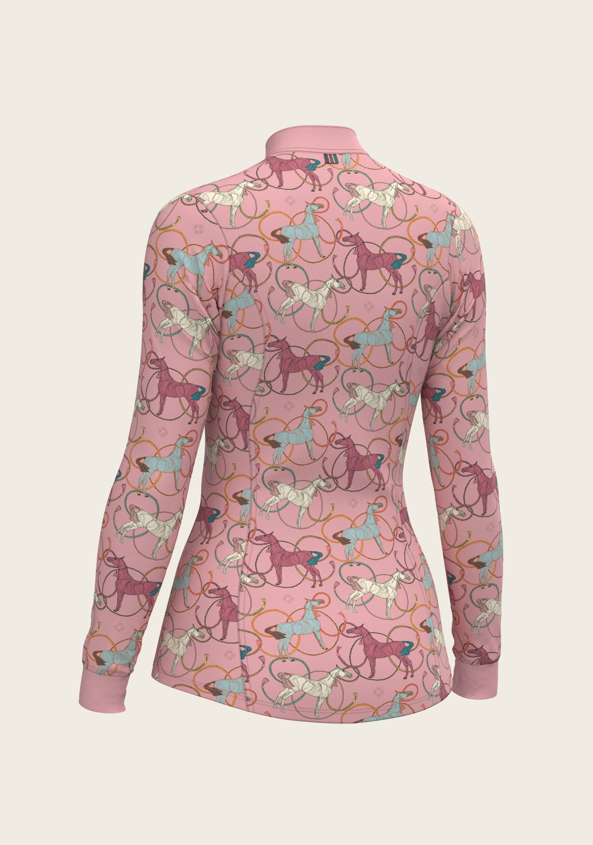 Roped Horses on Rose Quarter Zip Sun Shirt