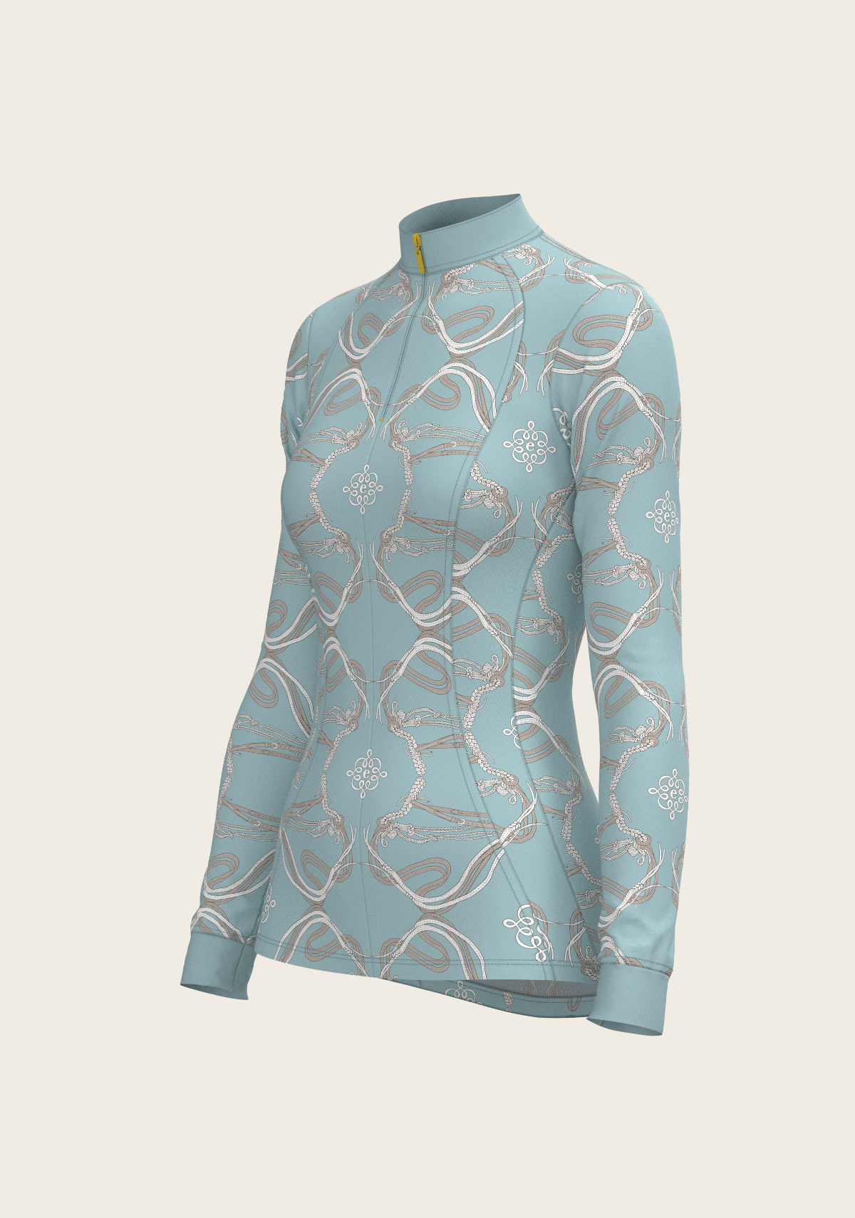 Image of Roped Bridles on Sky Blue Quarter Zip Sun Shirt