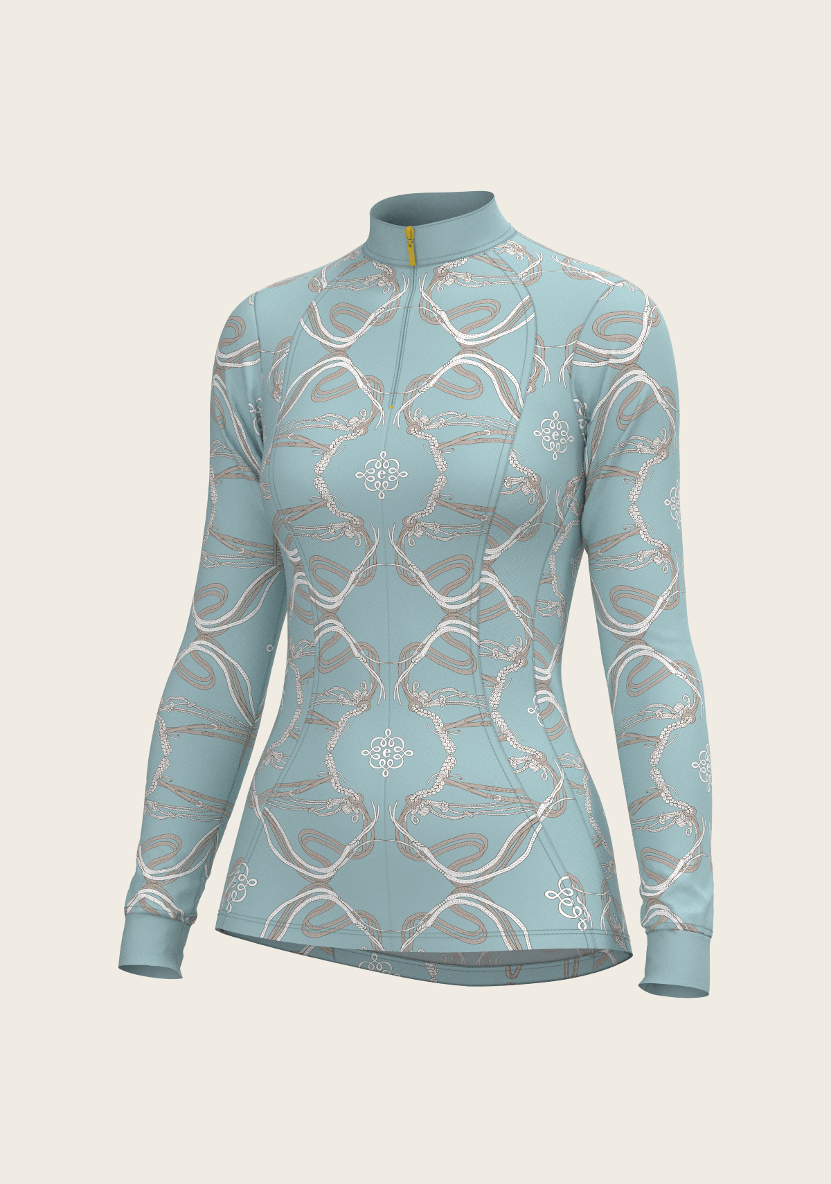 Roped Bridles on Sky Blue Quarter Zip Sun Shirt