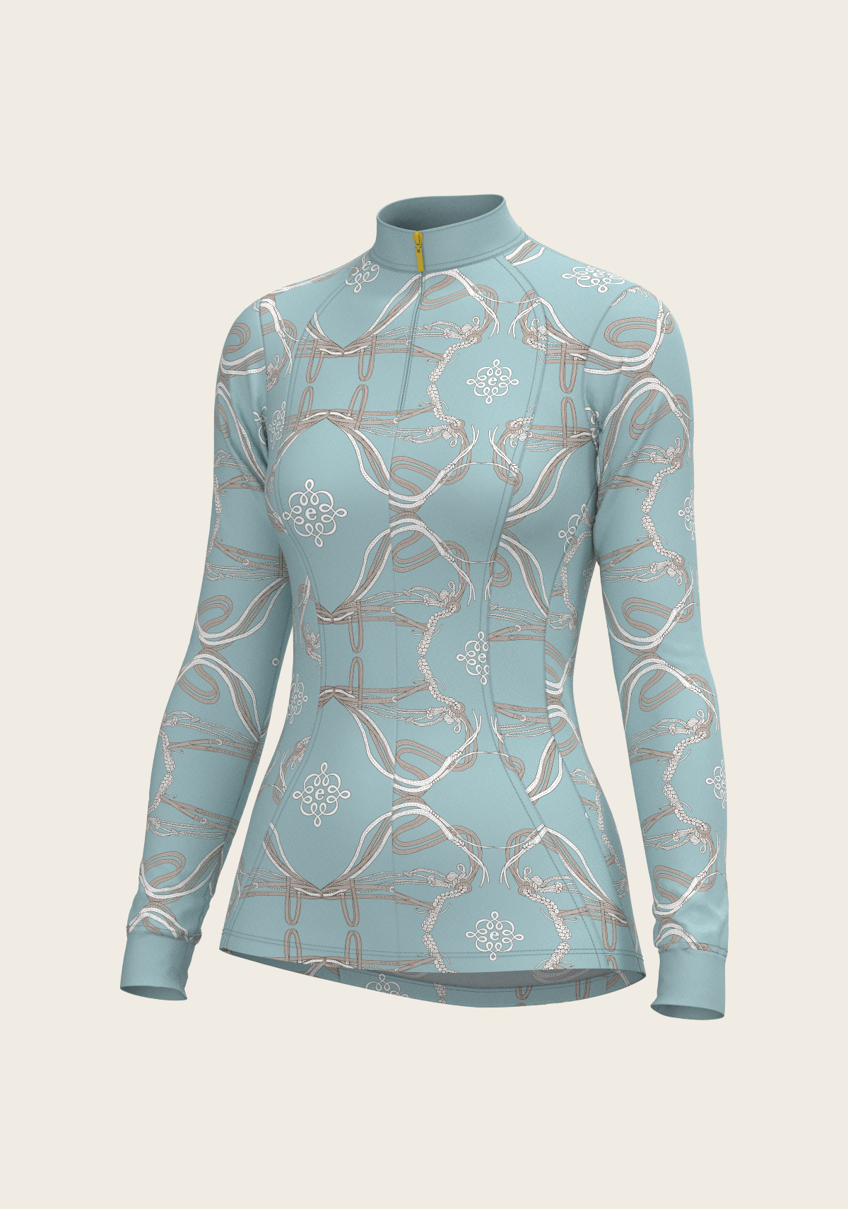 Roped Bridles on Sky Blue Quarter Zip Sun Shirt