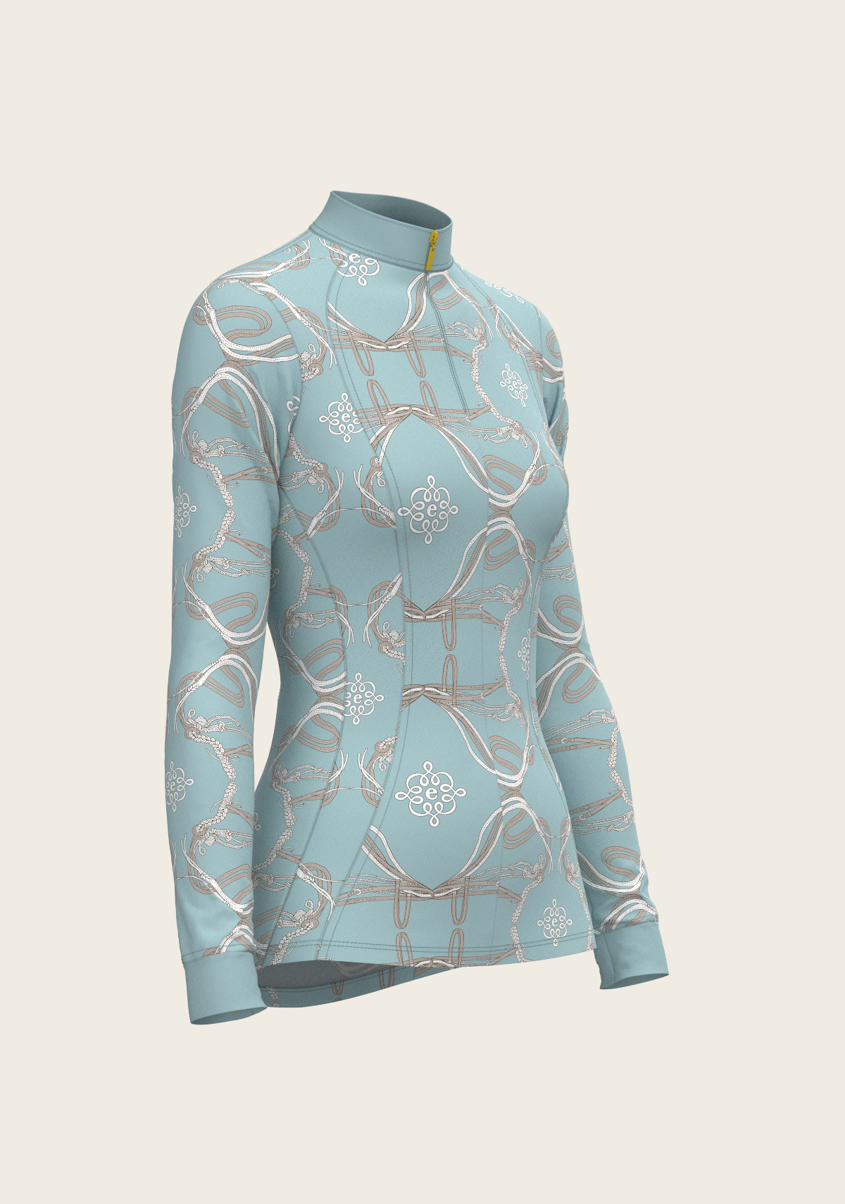 Roped Bridles on Sky Blue Quarter Zip Sun Shirt