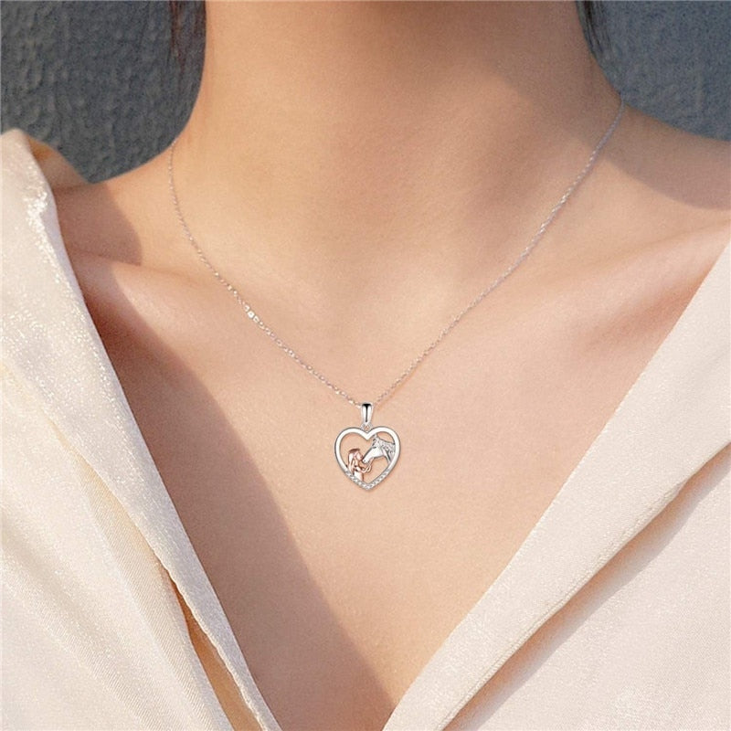Image of 5 style Horse Pendant Necklace Sterling Silver Girls with Horse Gift Women Daughter Girls