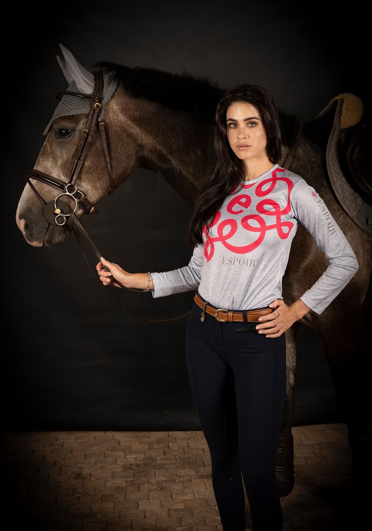 Image of SALE  Espoir Hot Pink On Grey T-Shirt