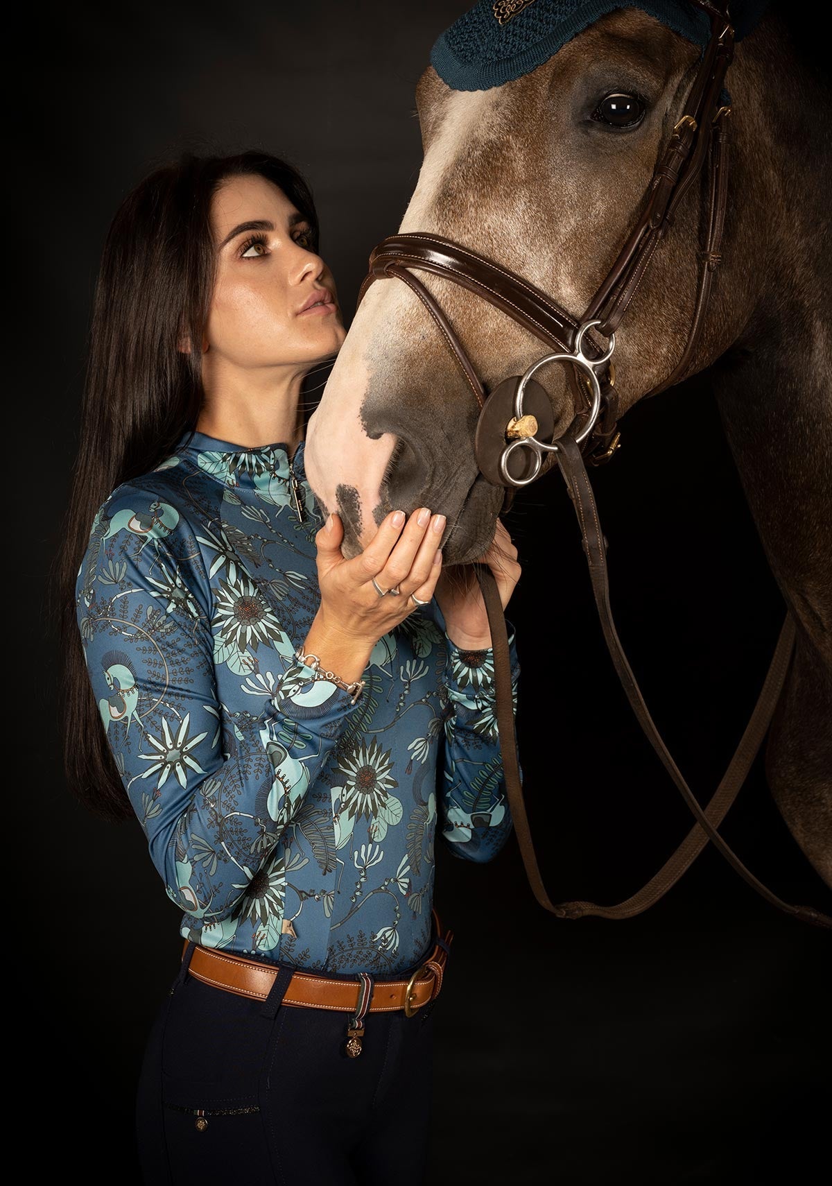 Mint Magic on Harbor Blue Quarter Zip Sun Shirt