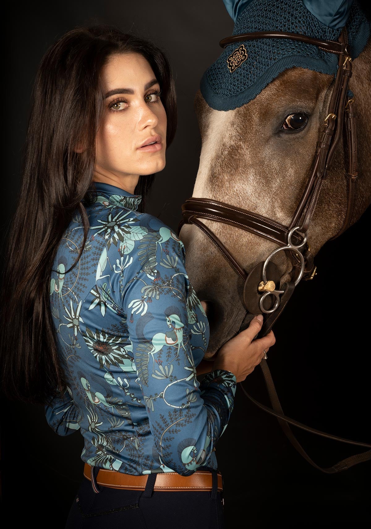 Image of Mint Magic on Harbor Blue Quarter Zip Sun Shirt