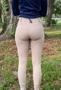 Image of Coquet High Waist Hunter Coolmax Tan Knee Patch Breeches