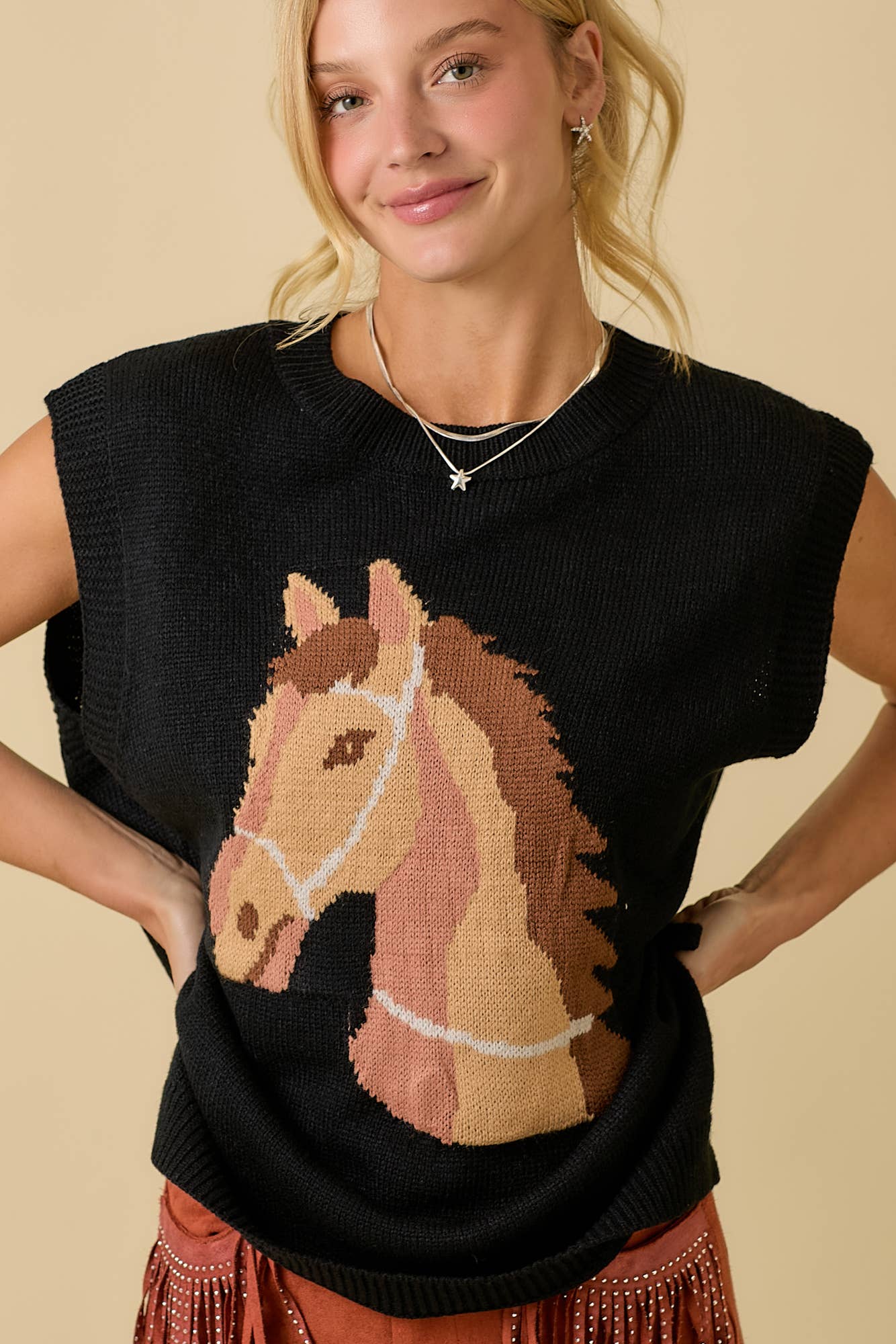 Image of Horse Sweater Knit Top