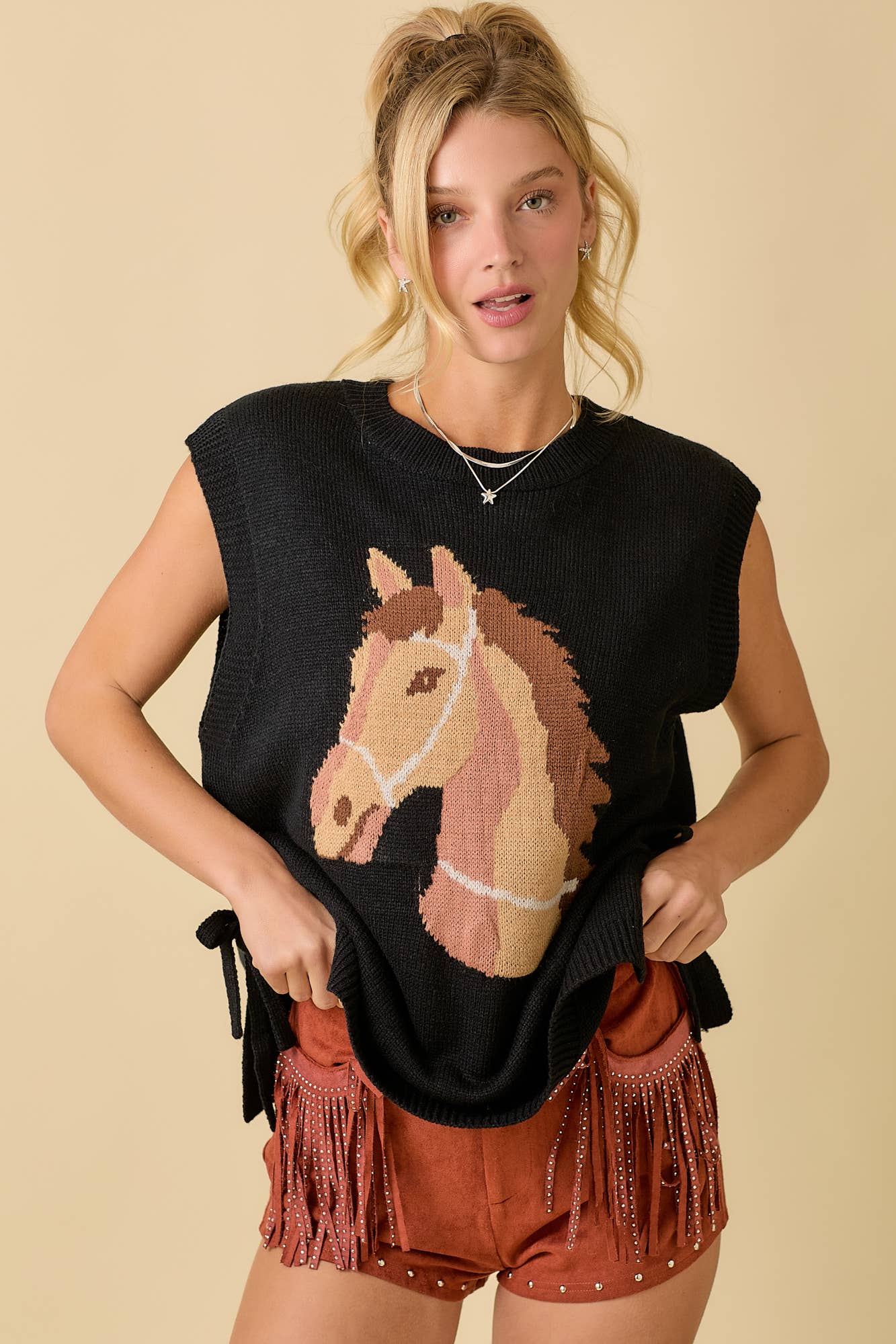 Image of Horse Sweater Knit Top