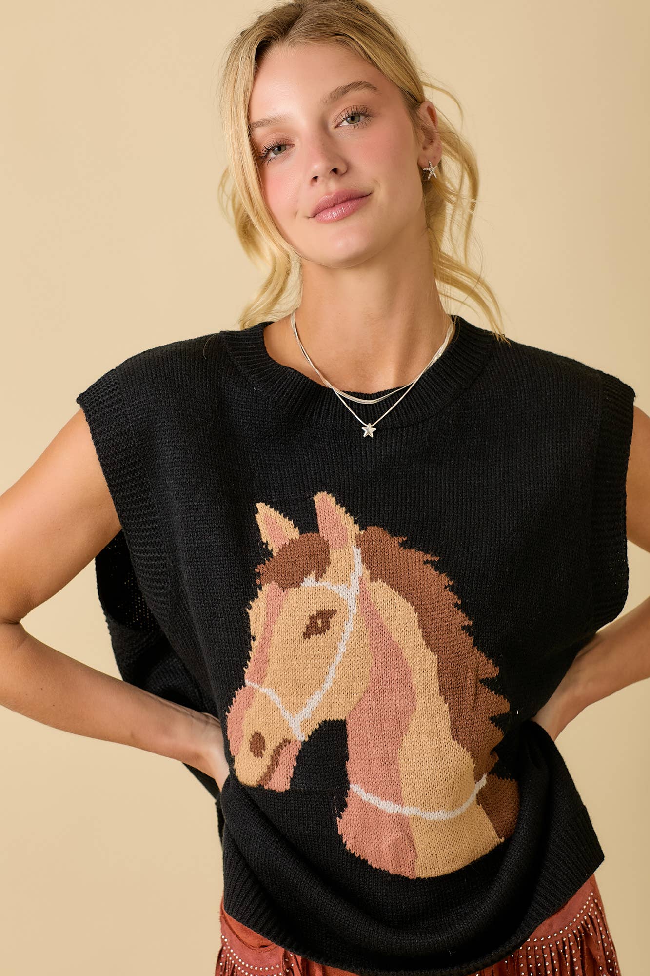 Horse Sweater Knit Top