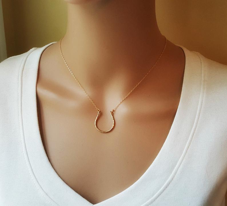 Image of Horseshoe Charm Necklace - 14k Gold Fill Necklace
