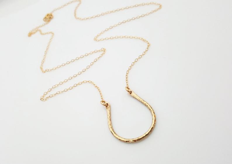 Image of Horseshoe Charm Necklace - 14k Gold Fill Necklace