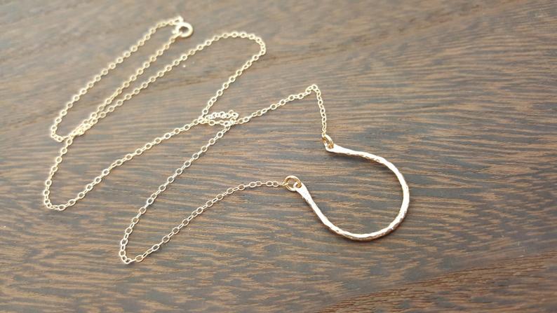 Image of Horseshoe Charm Necklace - 14k Gold Fill Necklace