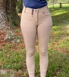 Image of Coquet High Waist Hunter Coolmax Tan Knee Patch Breeches