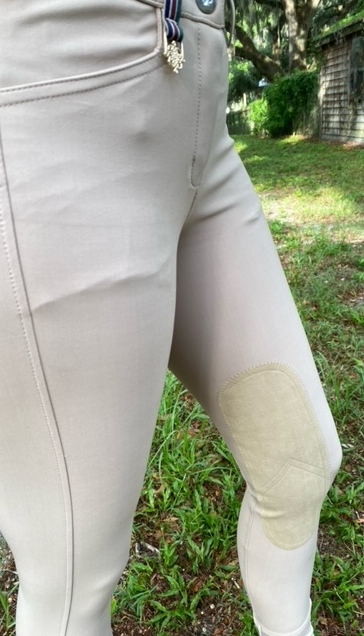 Image of Coquet High Waist Hunter Coolmax Tan Knee Patch Breeches