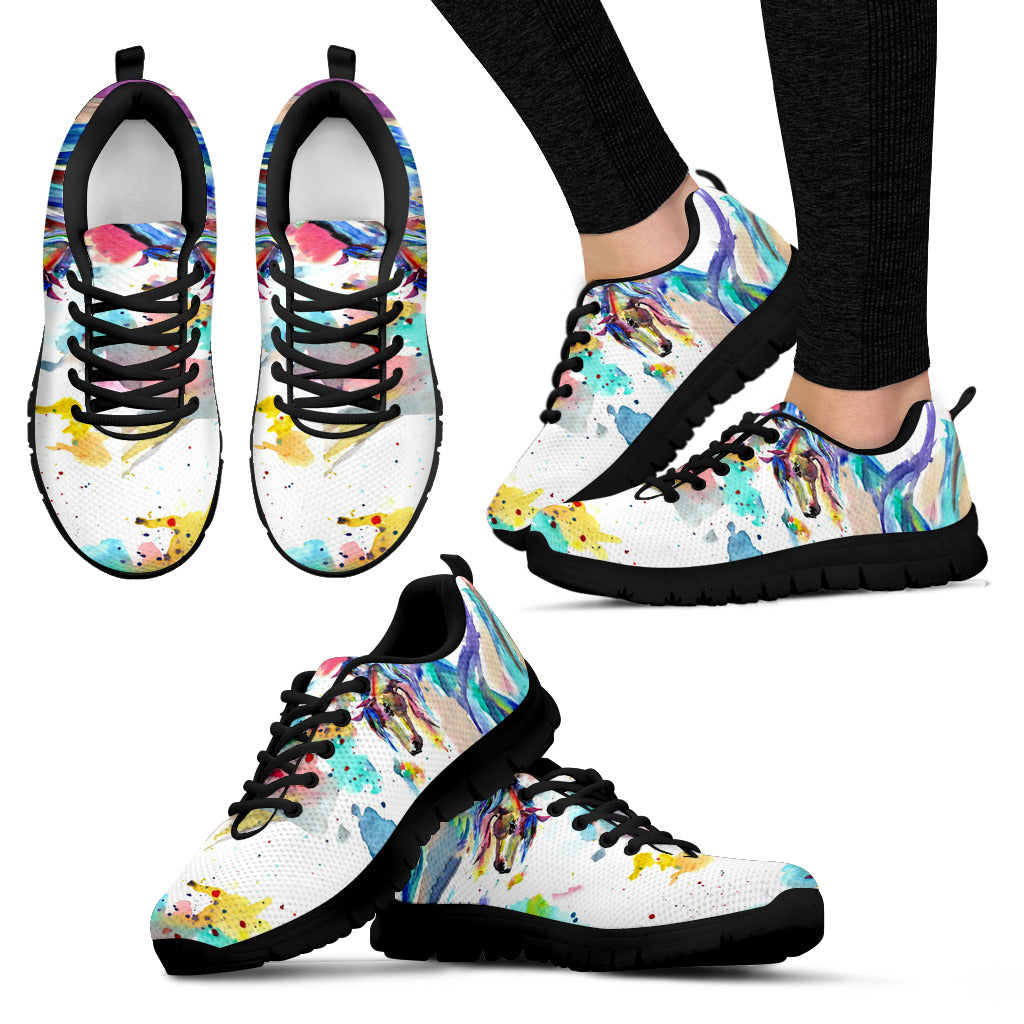 Abstract Horse - Black Women's Sneakers