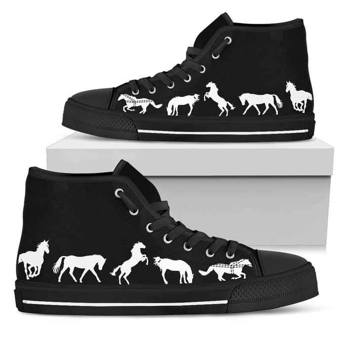 Group of Horses - Black Women's High Top Shoes