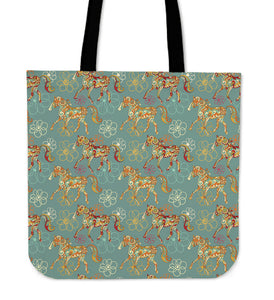 Marching Flowery Horse Tote Bag