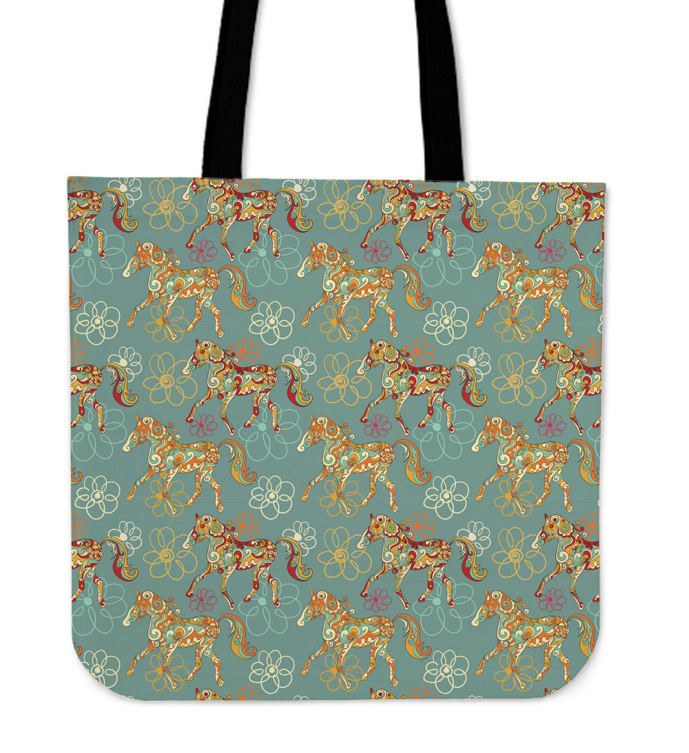 Marching Flowery Horse Tote Bag