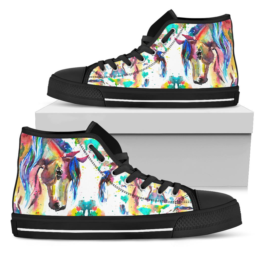 Abstract Rider- Black Women's High Top Shoes
